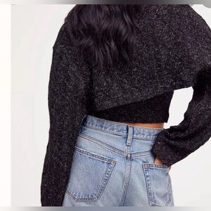 Free People Mercury Cable Cropped Boho Sweater size Large